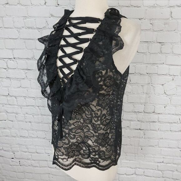 Endless Rose Black Lace top S NEW - Picture 5 of 9